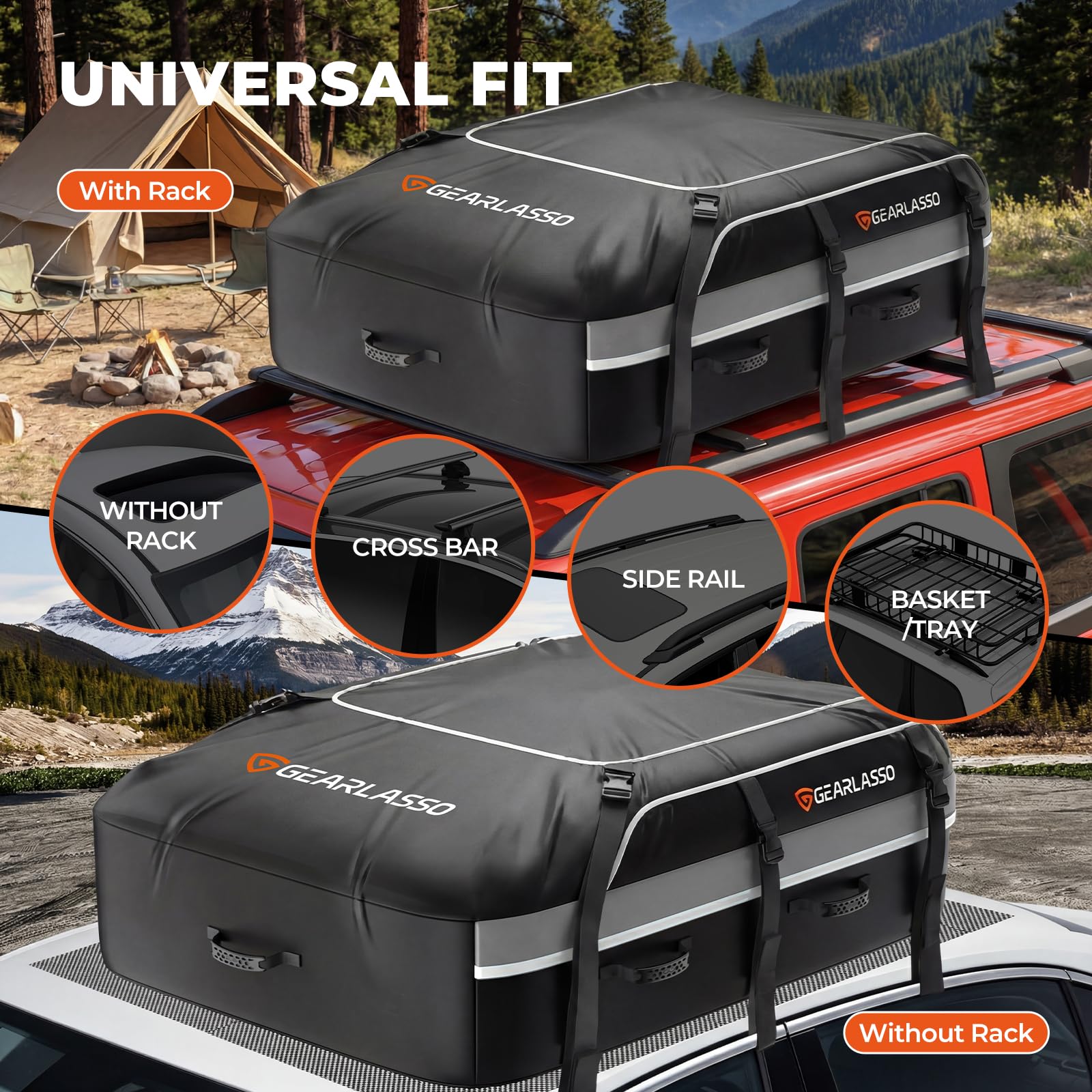 GEARLASSO 840D waterproof fabric close-up showing rugged rain protection