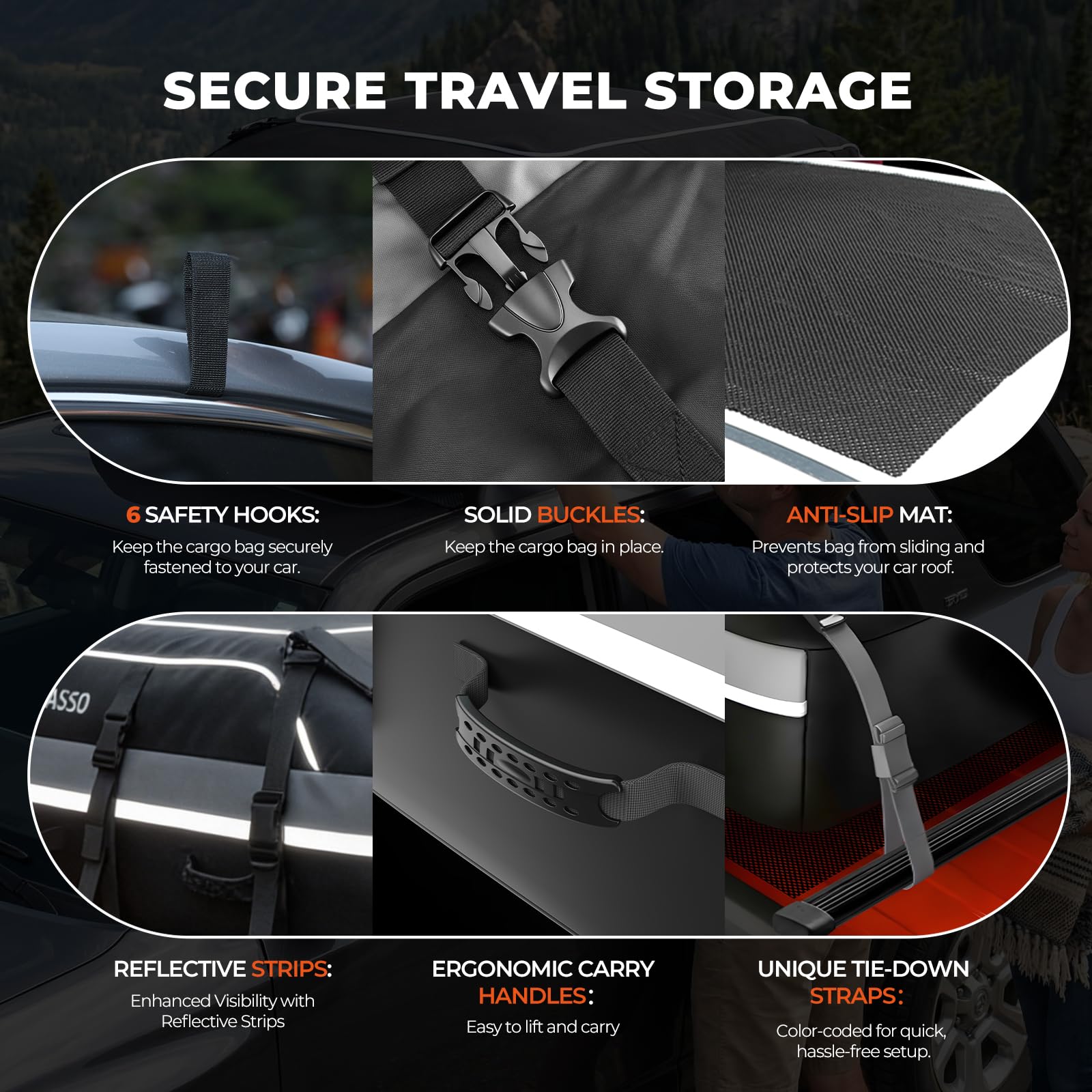 GEARLASSO door hooks in use stabilizing luggage during travel