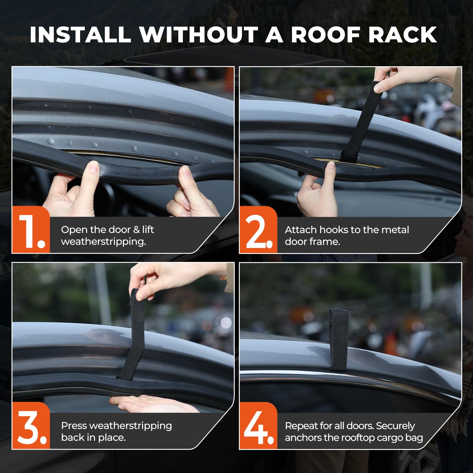 GEARLASSO universal fit with or without roof rack for versatile mounting
