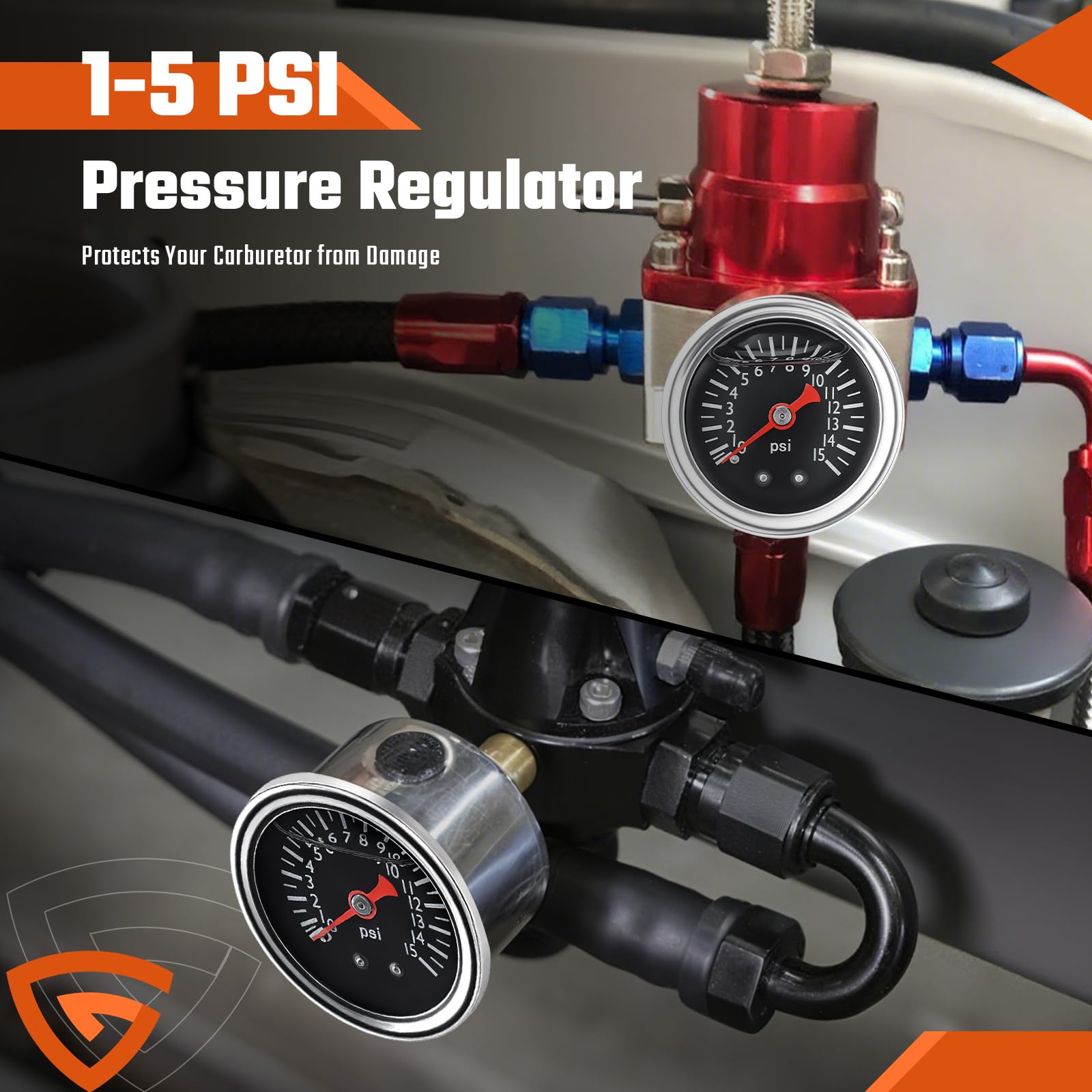 GEARLAST universal regulator with 8mm and 10mm fittings for carburetor compatibility