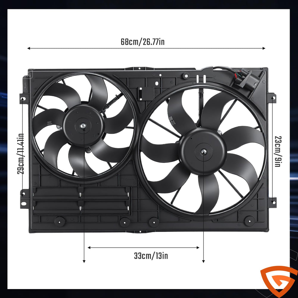 GearLast radiator fan assembly close-up showing sturdy construction