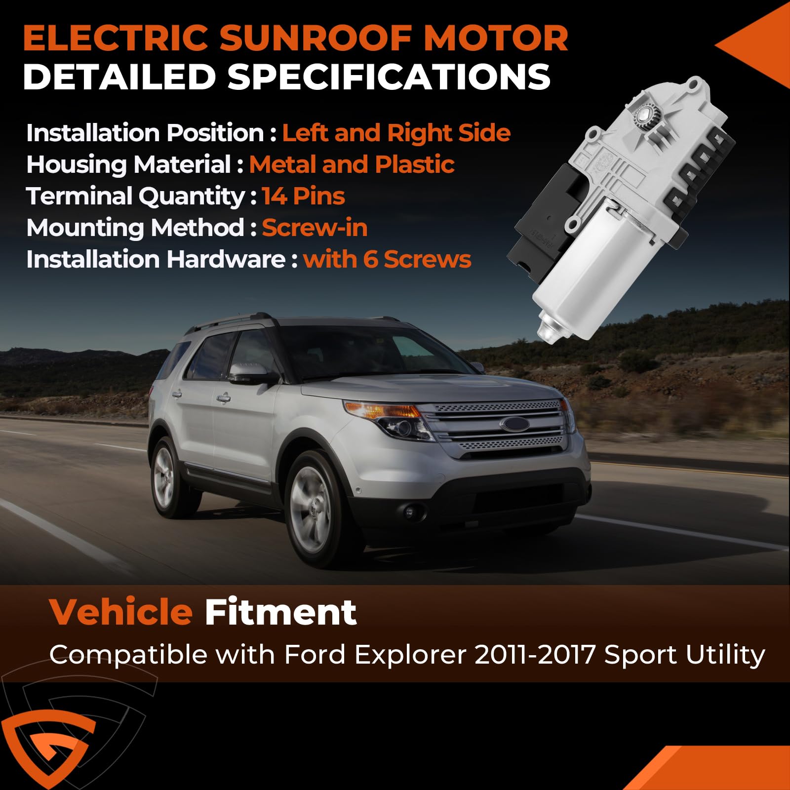 GEARLAST sunroof motor right for Ford Explorer 2011-2017 for reliable up-down movement