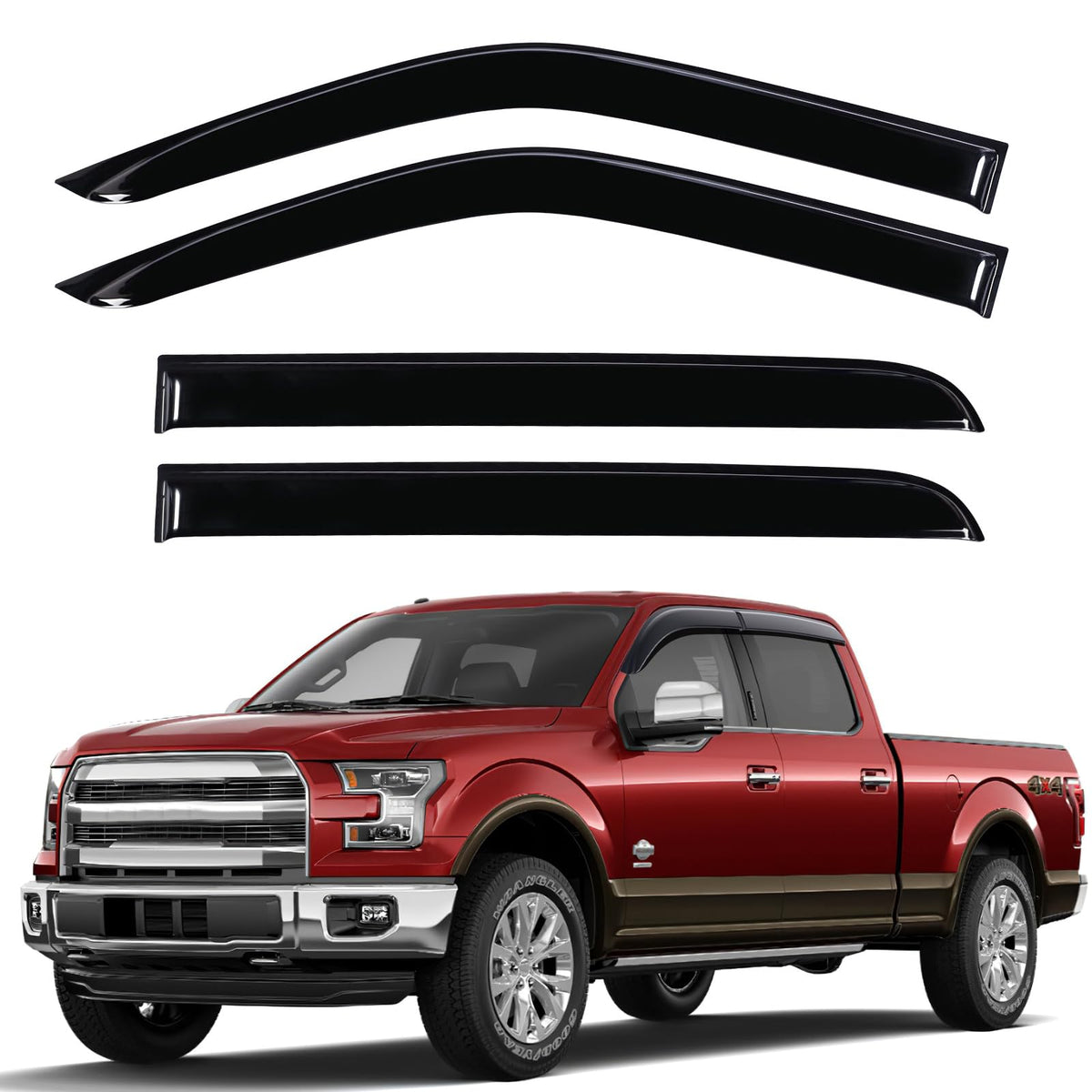 GEARMEISTER rain guards on Ford F-150 SuperCrew improve airflow while keeping rain out