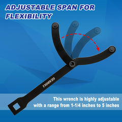 GEAROLL adjustable pulley wrench shows extended reach and secure grip.