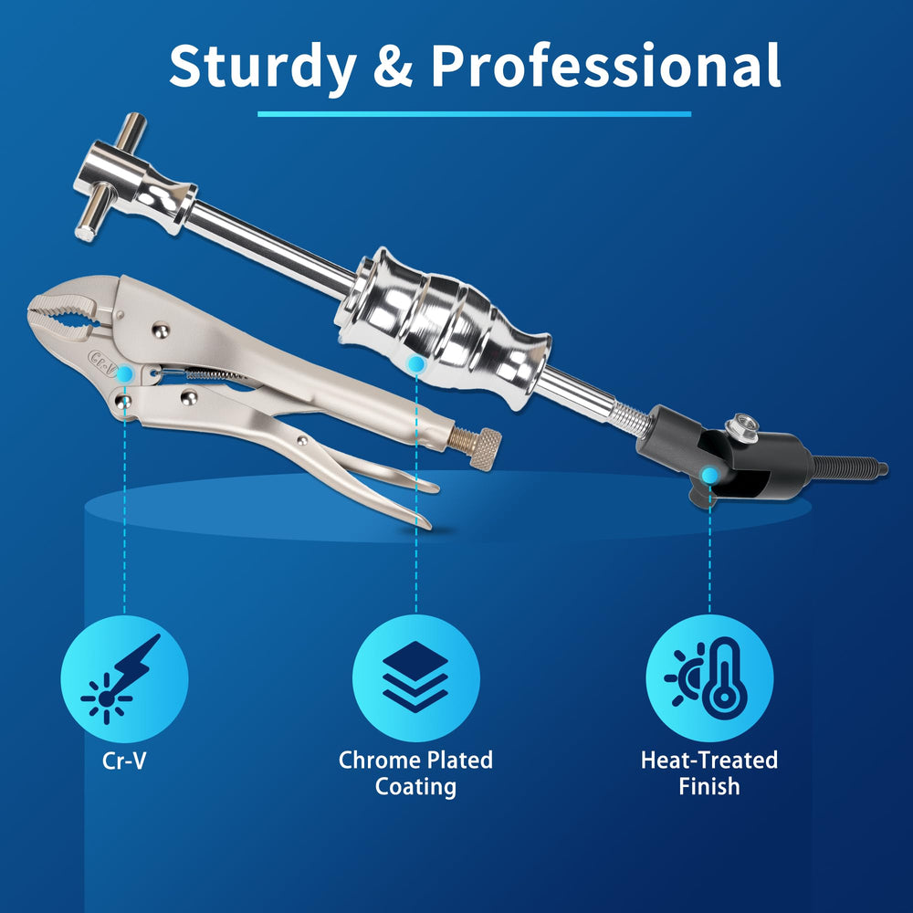 GEAROLL chrome finish slide hammer highlights durability.