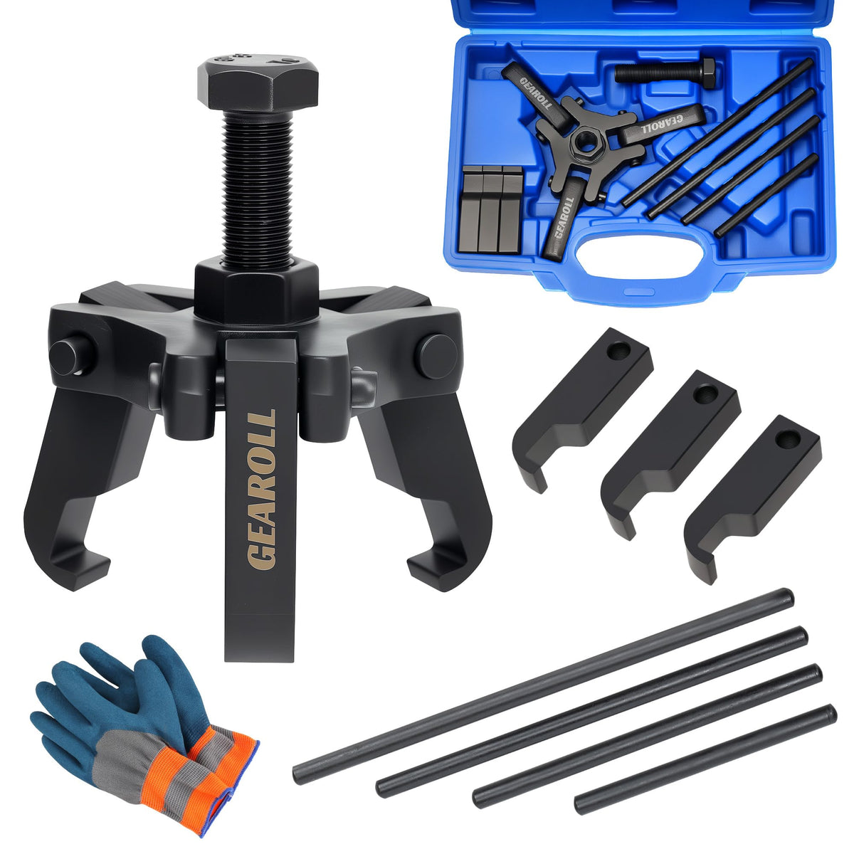 Gearoll harmonic puller kit with 3-jaw design for fast balancer removal
