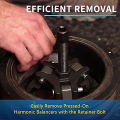 Gearoll puller tool centered on bolt enables quick damper extraction