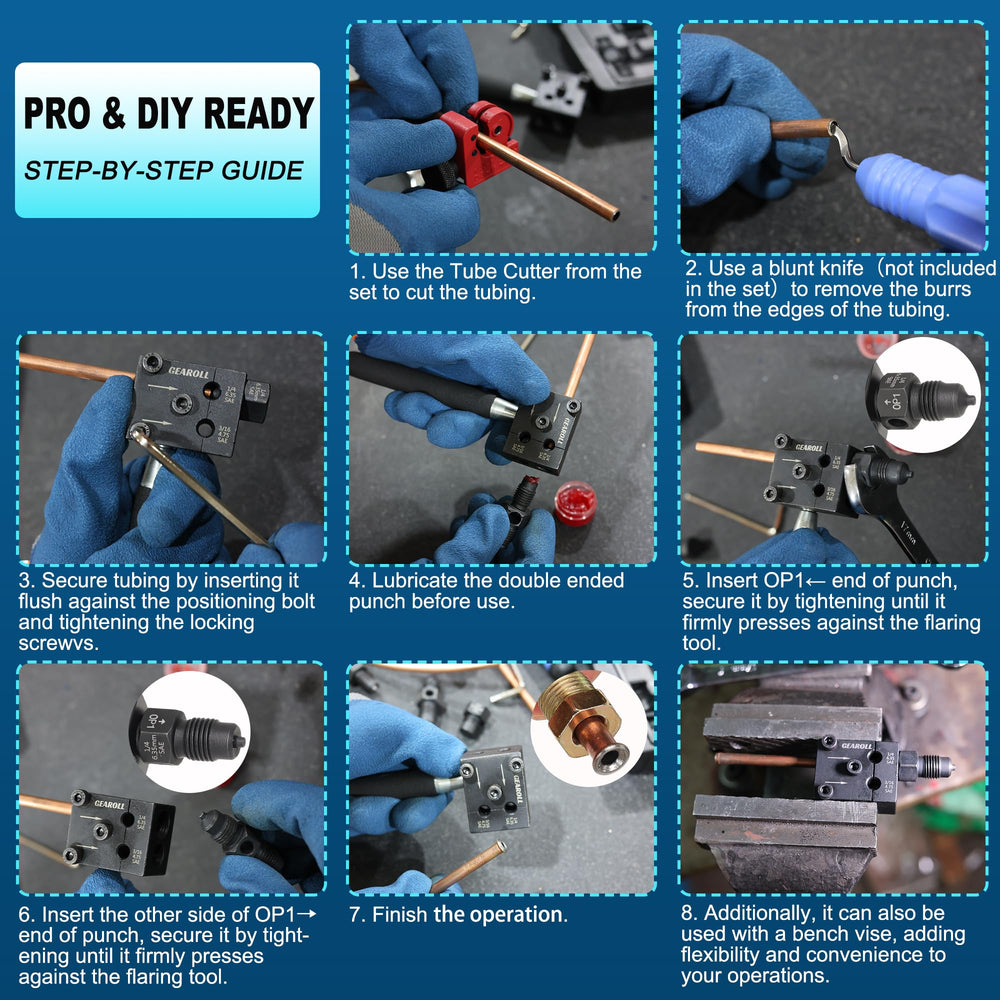 GEAROLL punches and bolts close-up for secure flare alignment