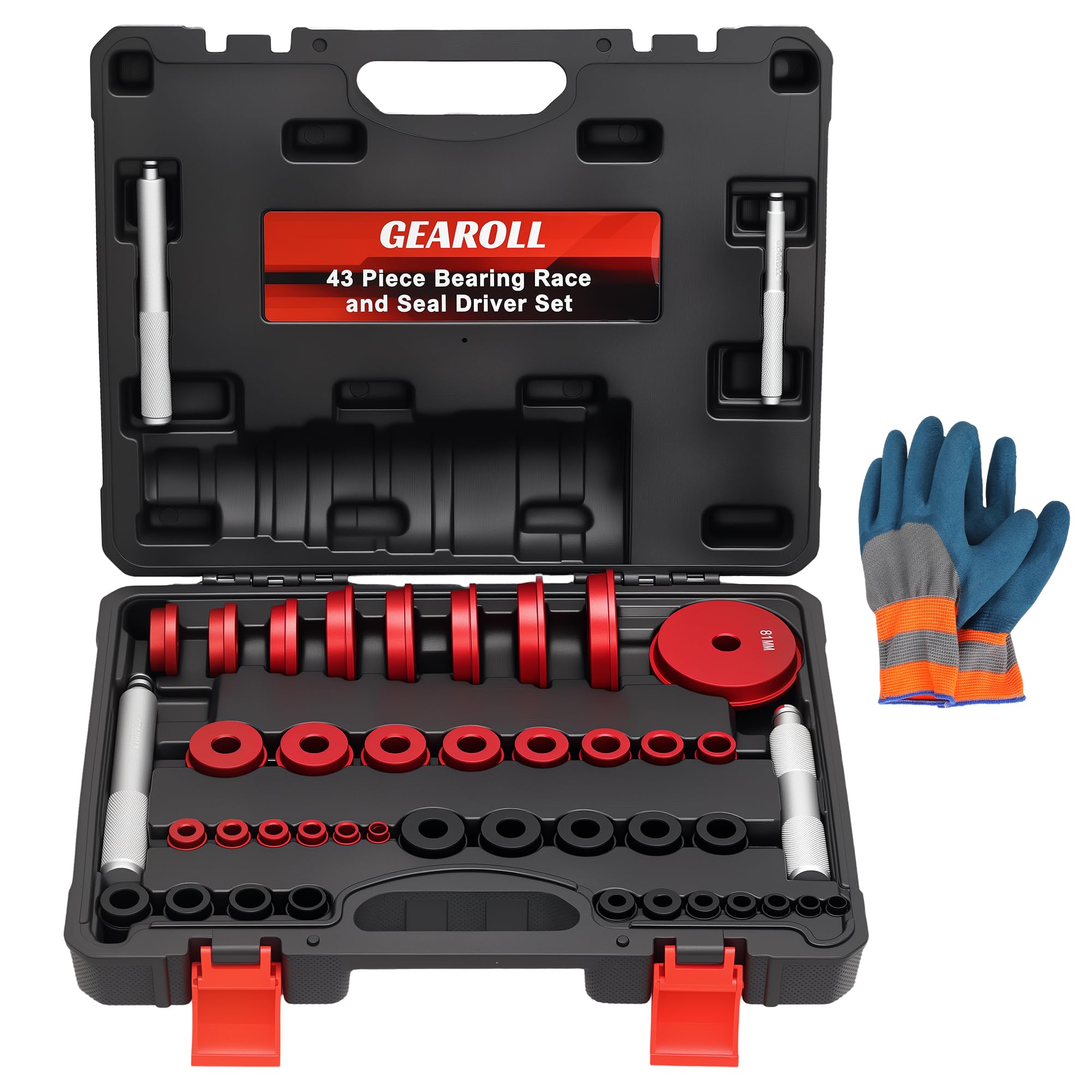 GEAROLL bearing press kit case and adapters for easy wheel bearing installation