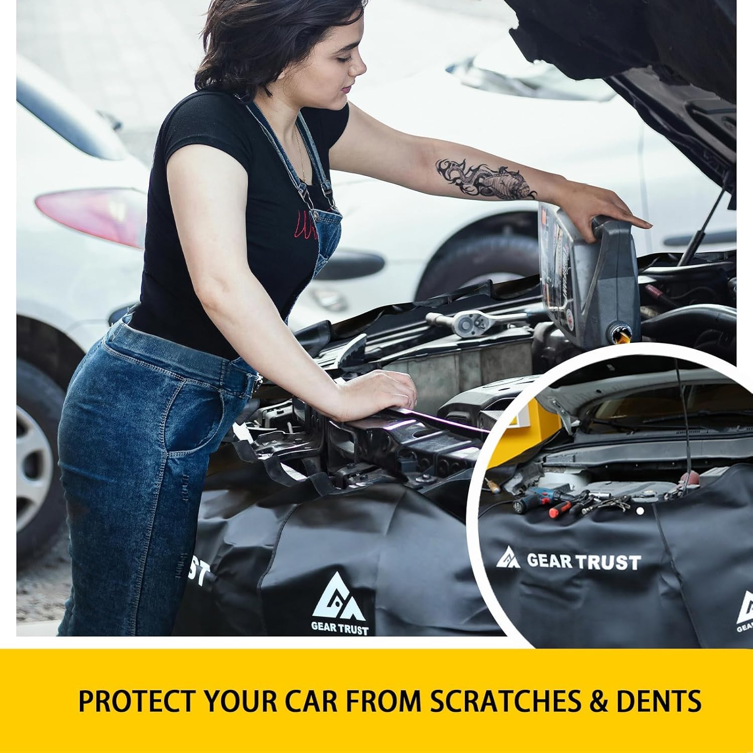 GearTrust fender cover folded compactly for storage after use