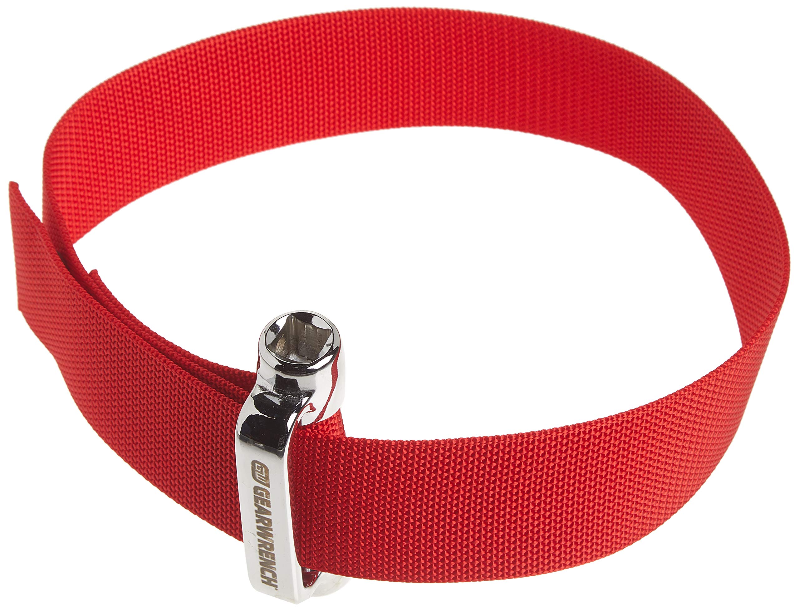 GEARWRENCH heavy-duty oil filter strap wrench with 3/8 inch drive for secure filter changes.