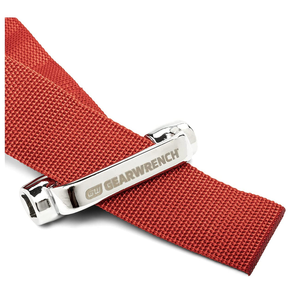 GEARWRENCH oil-resistant nylon strap resists wear for repeated oil changes.
