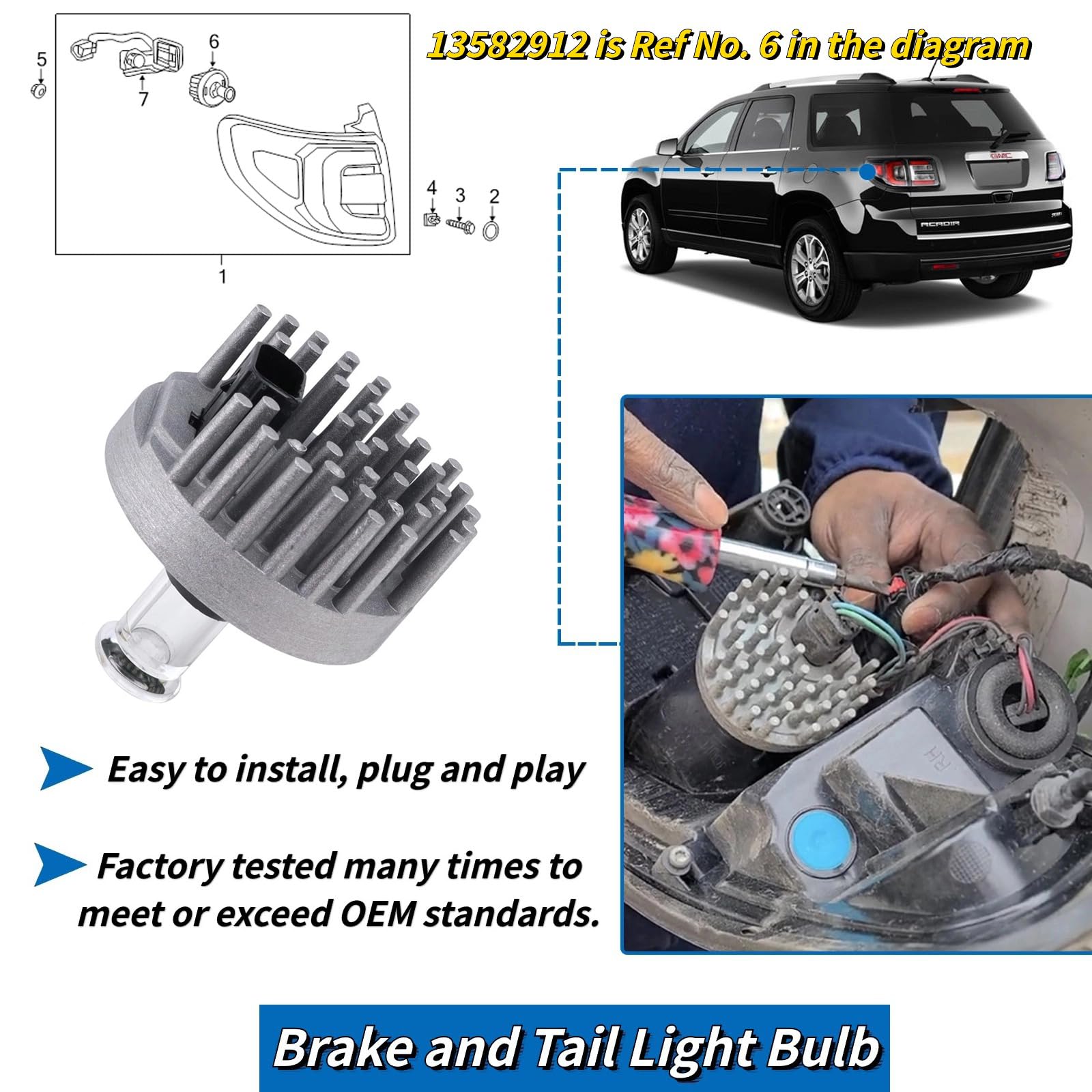 GEATaaT 13582912 brake-tail light bulb close-up highlights durable construction