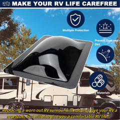 Geataat RV skylight outer dome closeup shows durable polycarbonate and UV protection.