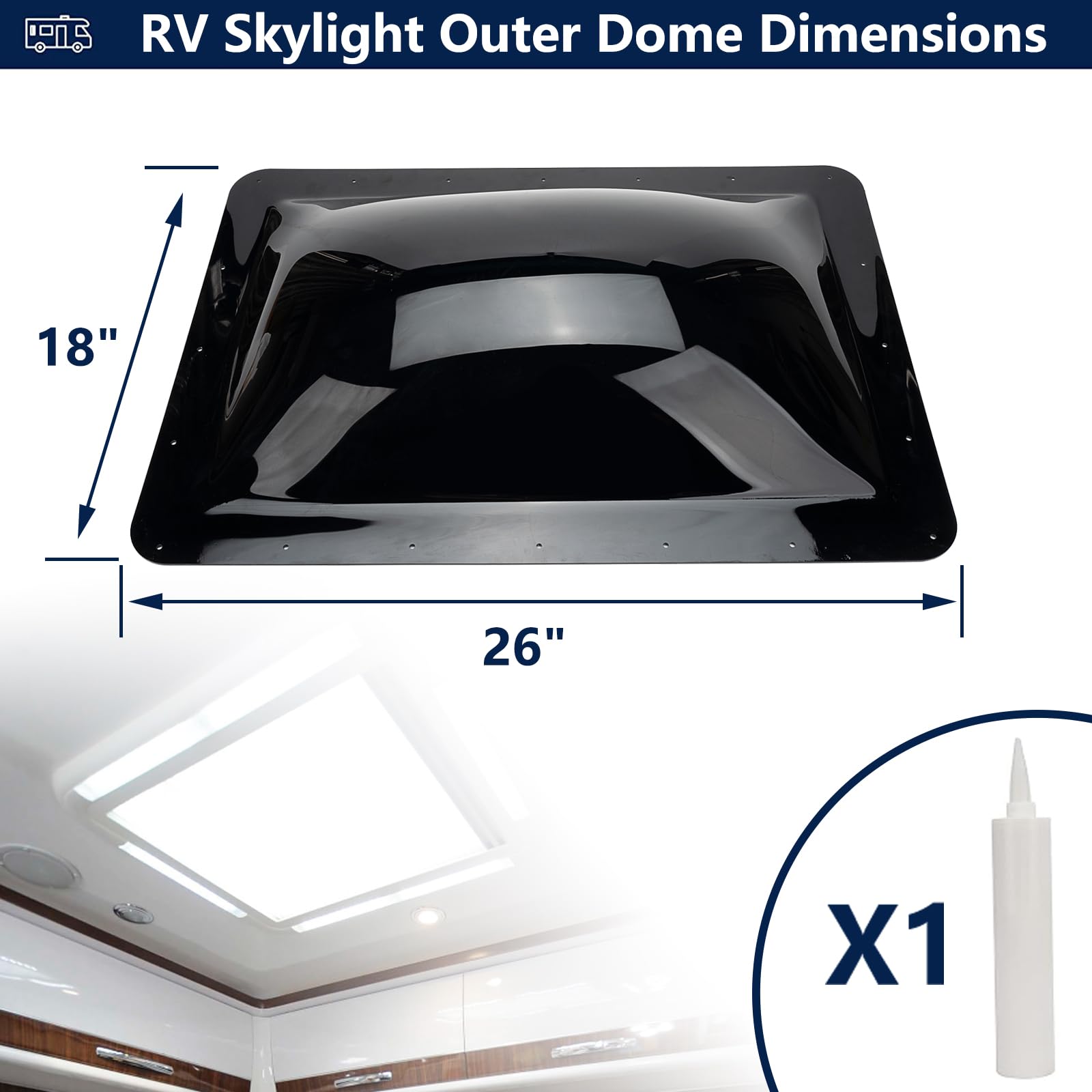 Geataat RV skylight outer dome installation kit included for easy DIY replacement.