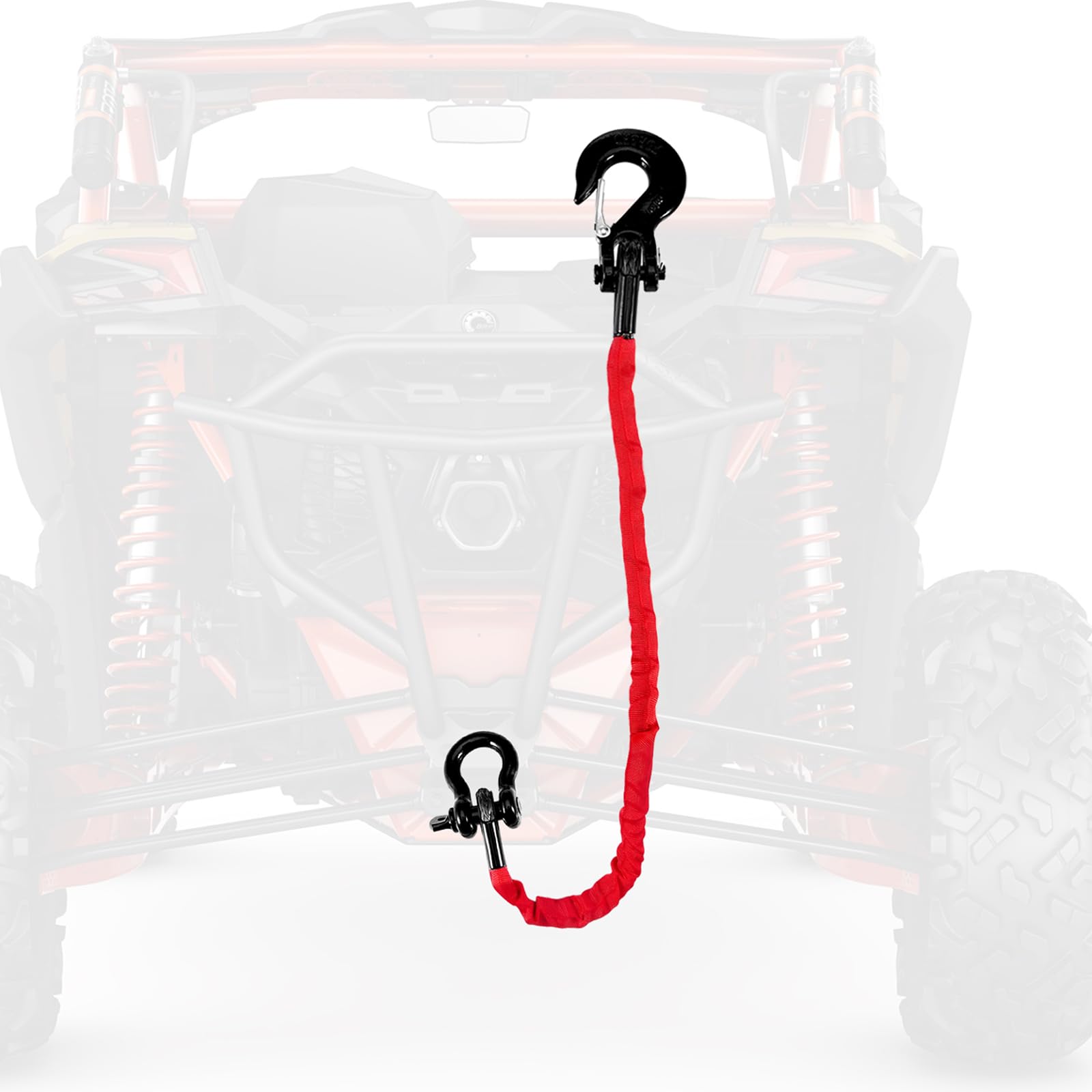 Gedlex 4ft nylon recovery strap for ATV/UTV towing and extraction.