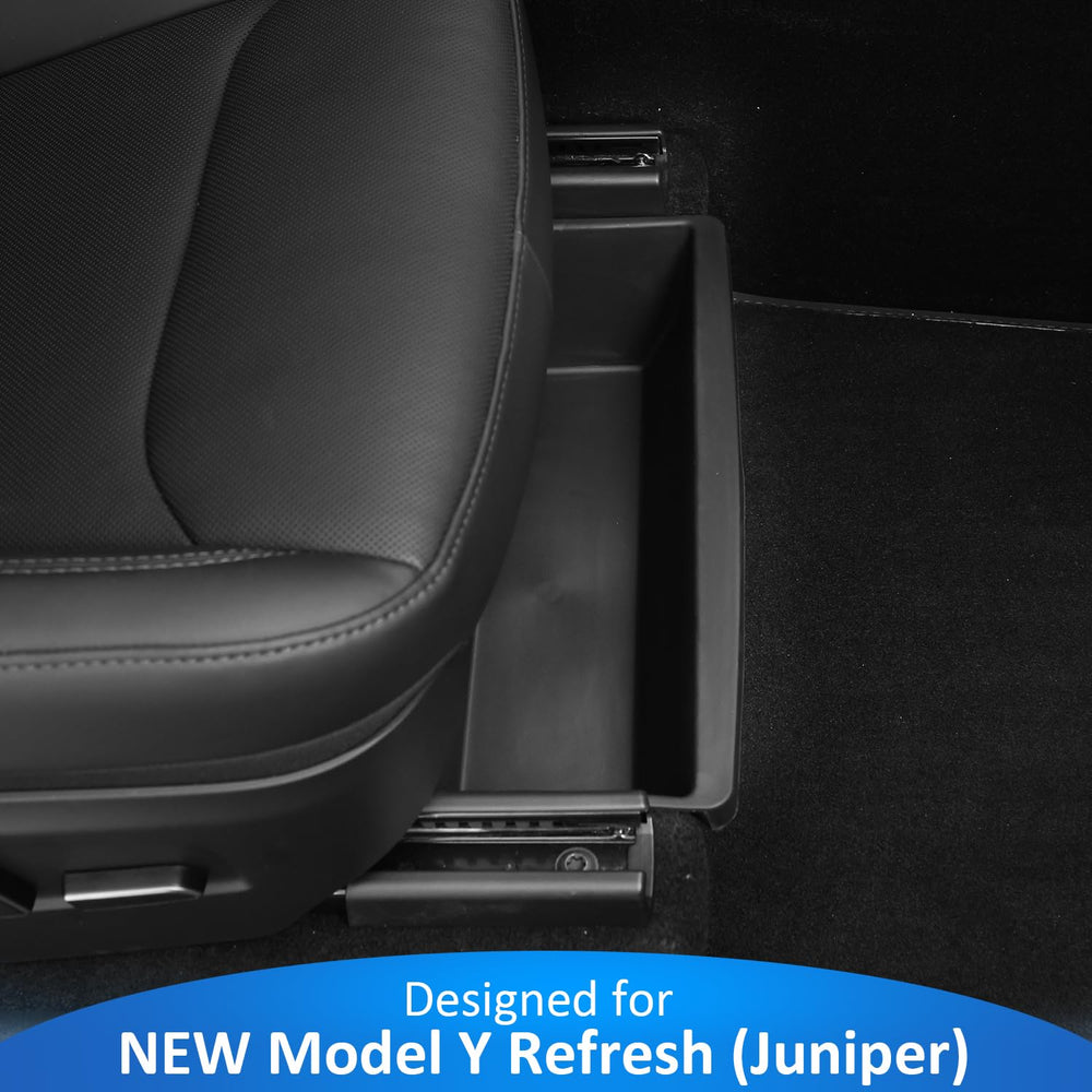 Geedar durable ABS under-seat storage for Model Y Juniper withstands daily use.