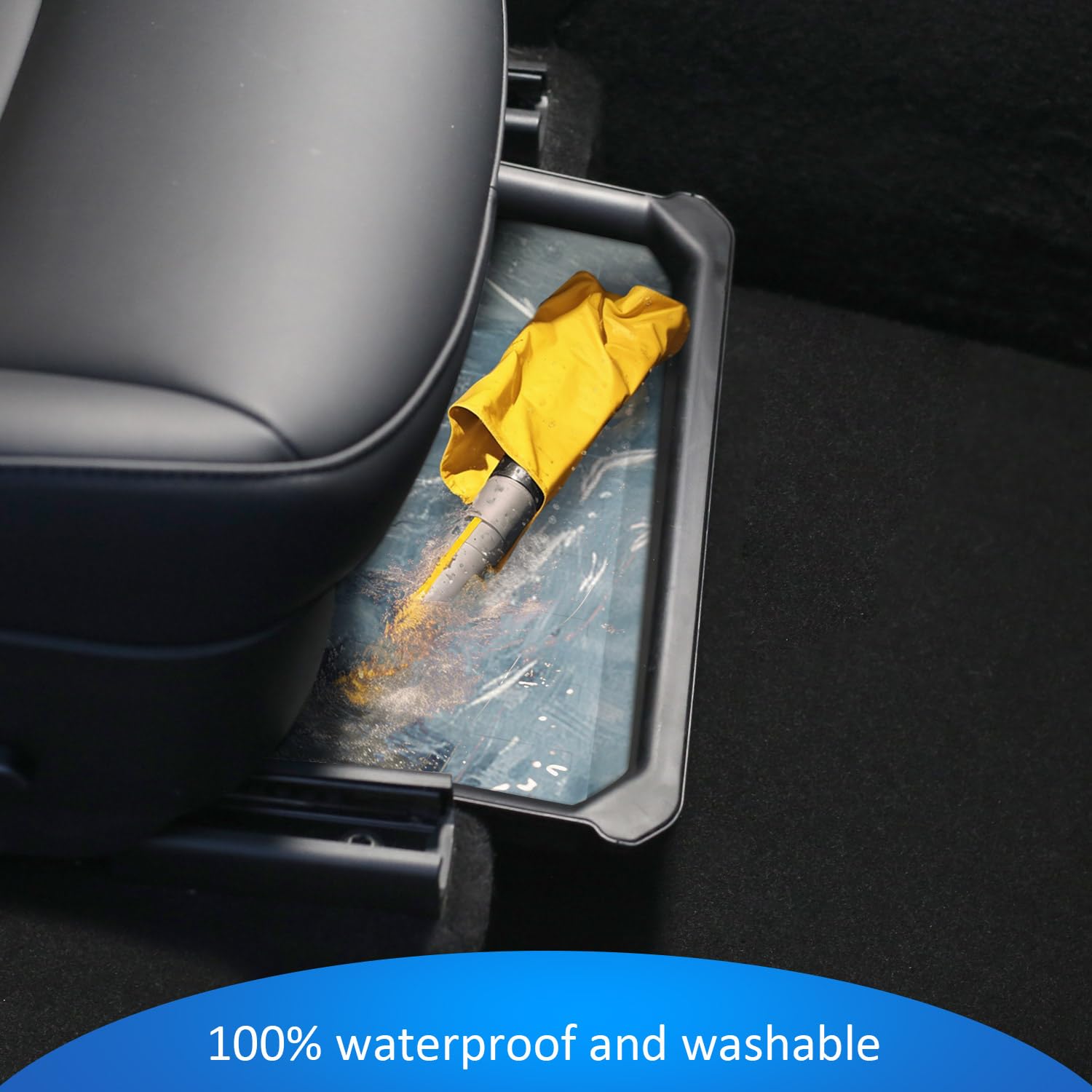 GEEDAR washable under-seat organizer keeps Model Y cabin tidy.