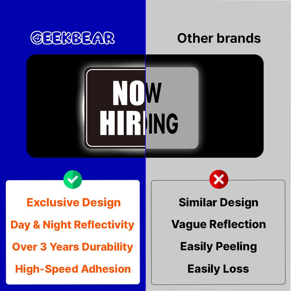 GEEKBEAR reflective surface provides day and night visibility.