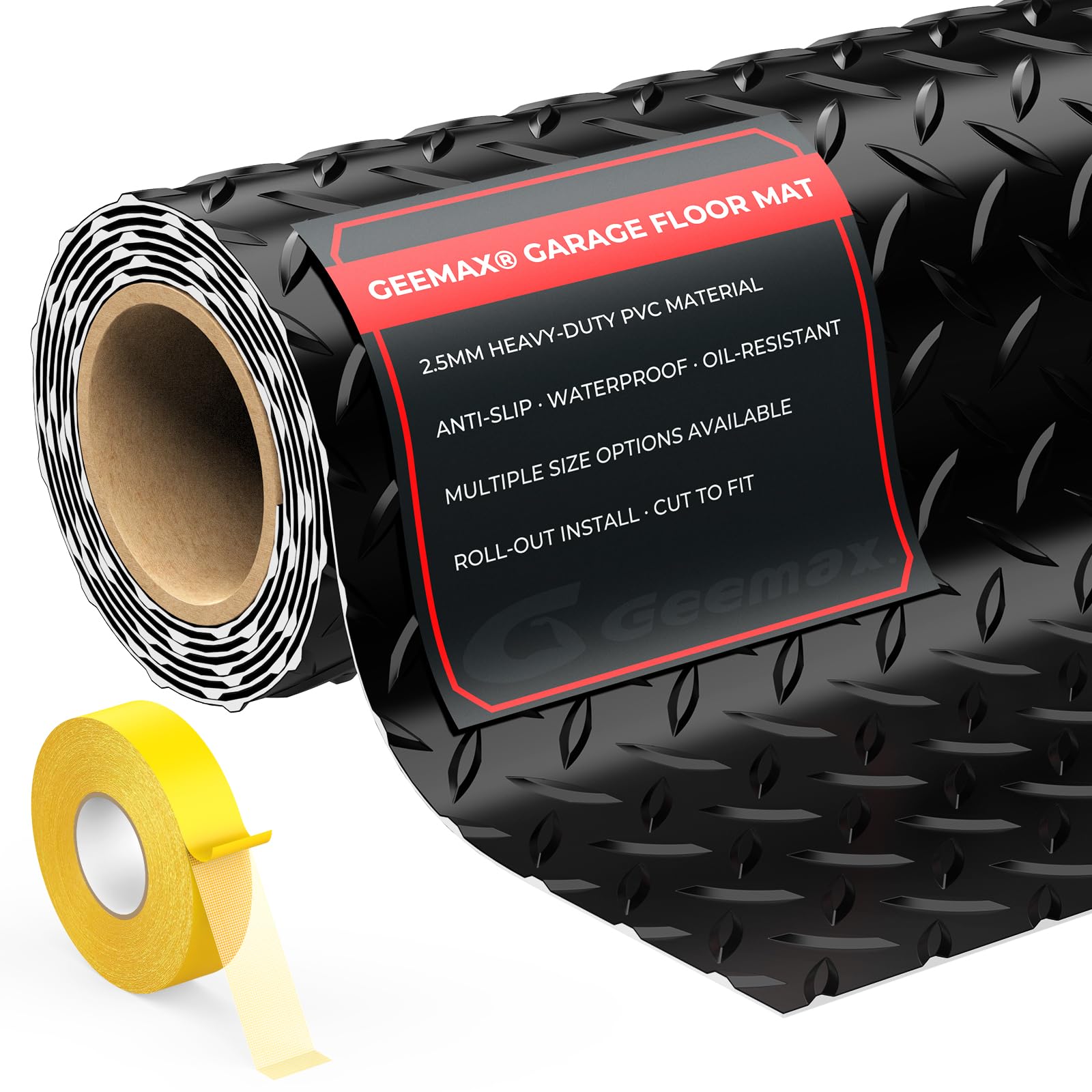 Geemax diamond plate garage floor mat for 4x8 coverage and protection.