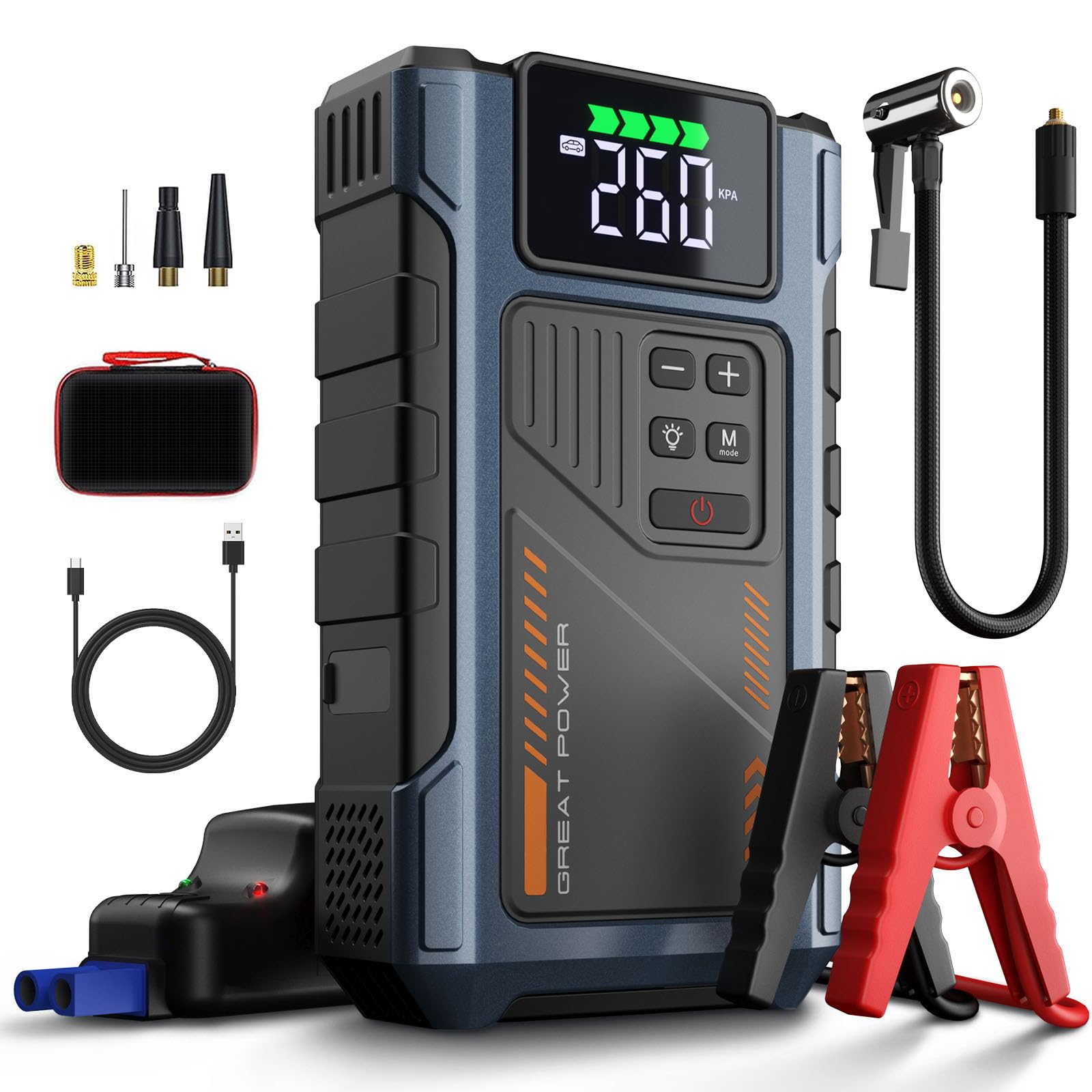 Geeneu car battery jump starter with 4500A peak for quick roadside starts
