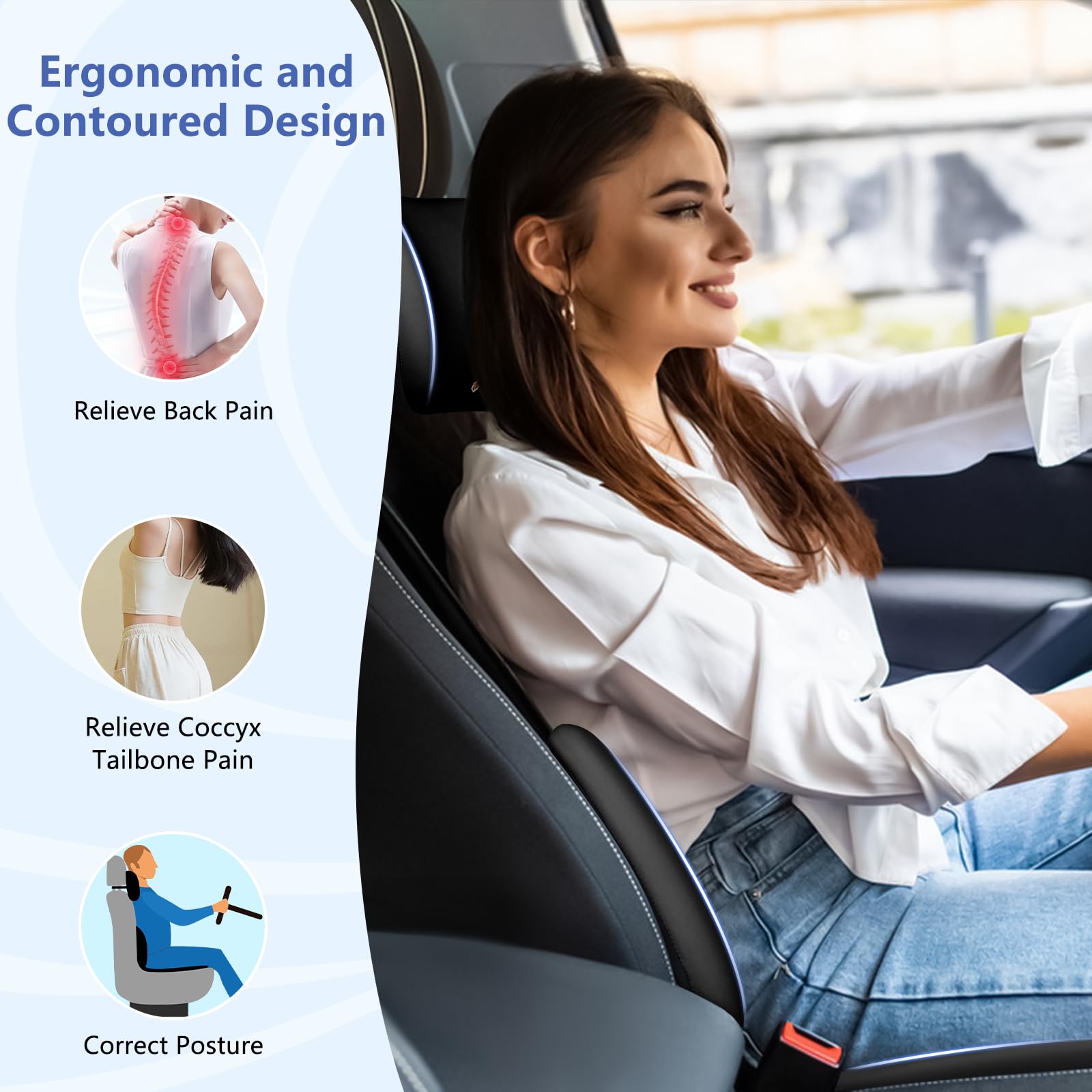 Geeyontek neck pillow provides supportive comfort on long trips.