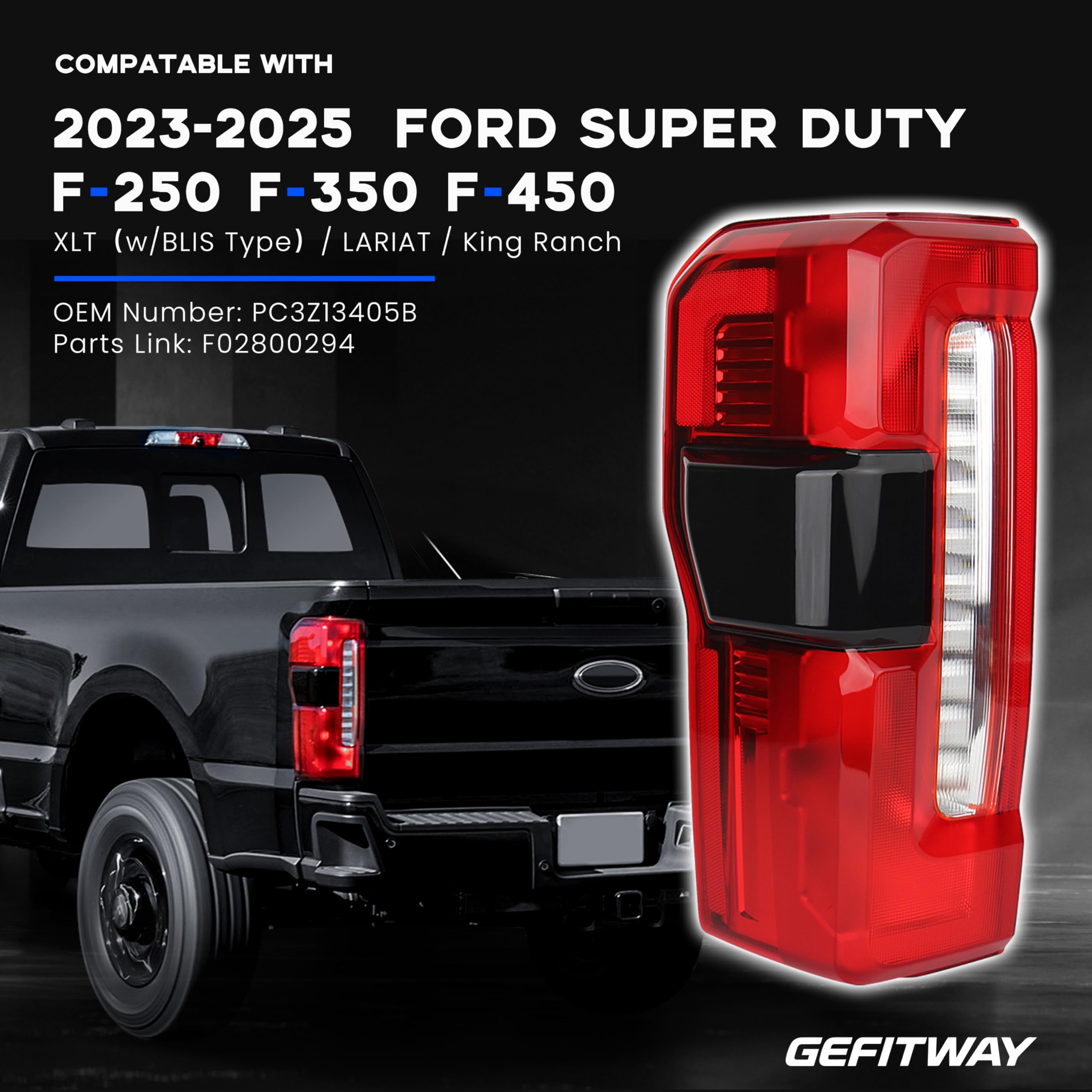 Gefitway halogen tail light close-up shows durable housing.