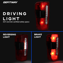 Gefitway tail light polycarbonate lens for bright nighttime visibility.