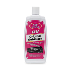 Gel-Gloss RV Polish bottle label highlighting carnauba wax protection