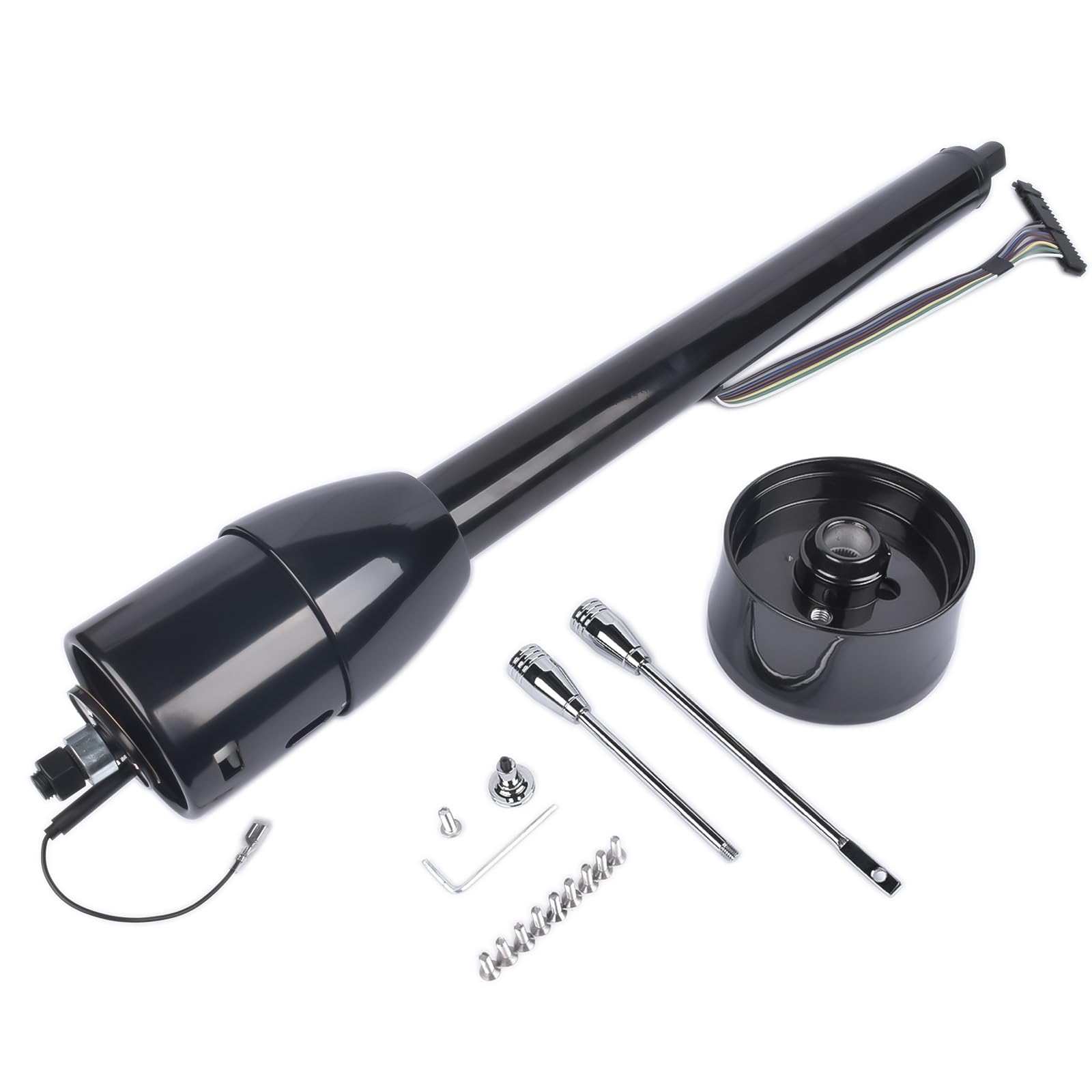 GELUOXI GM 30-inch tilt column in black stainless steel for hot rods.