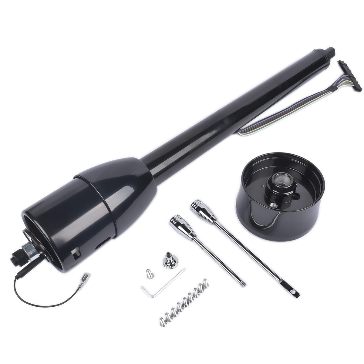 GELUOXI GM 30-inch tilt column in black stainless steel for hot rods.