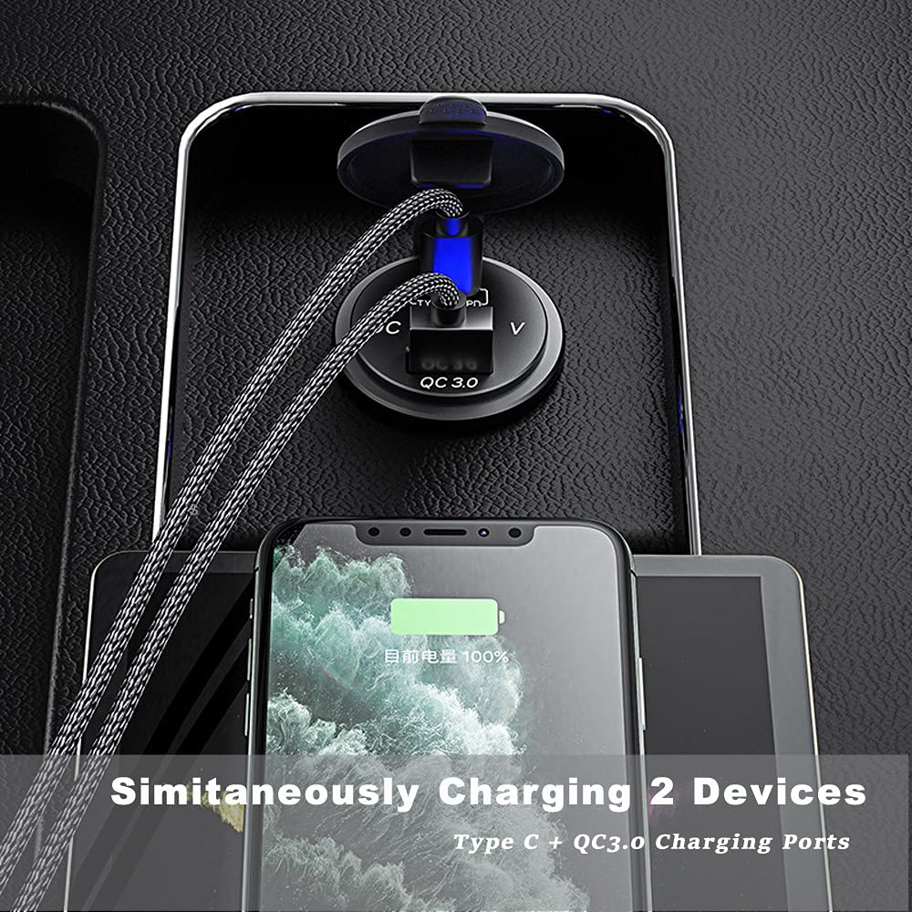 GemCoo 45W PD USB-C port powers compatible devices quickly while driving