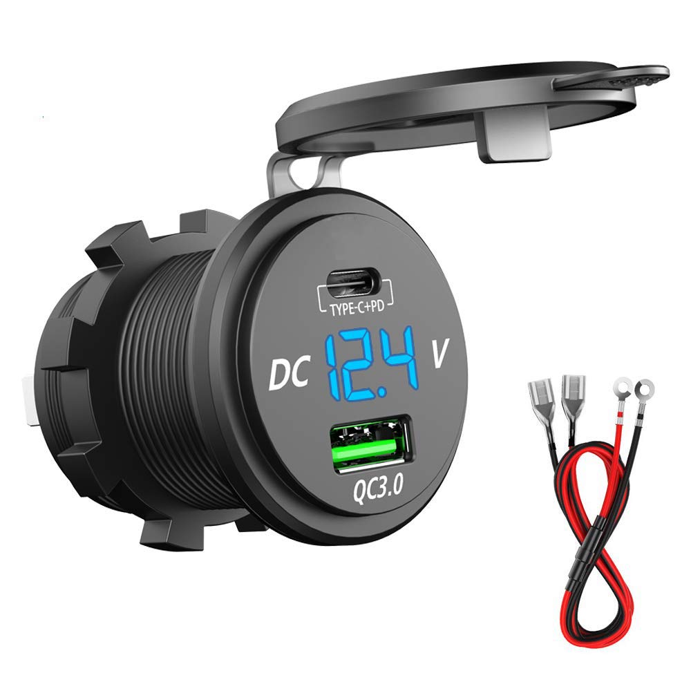 GemCoo 63W USB-C car charger front view for rapid on-the-road charging