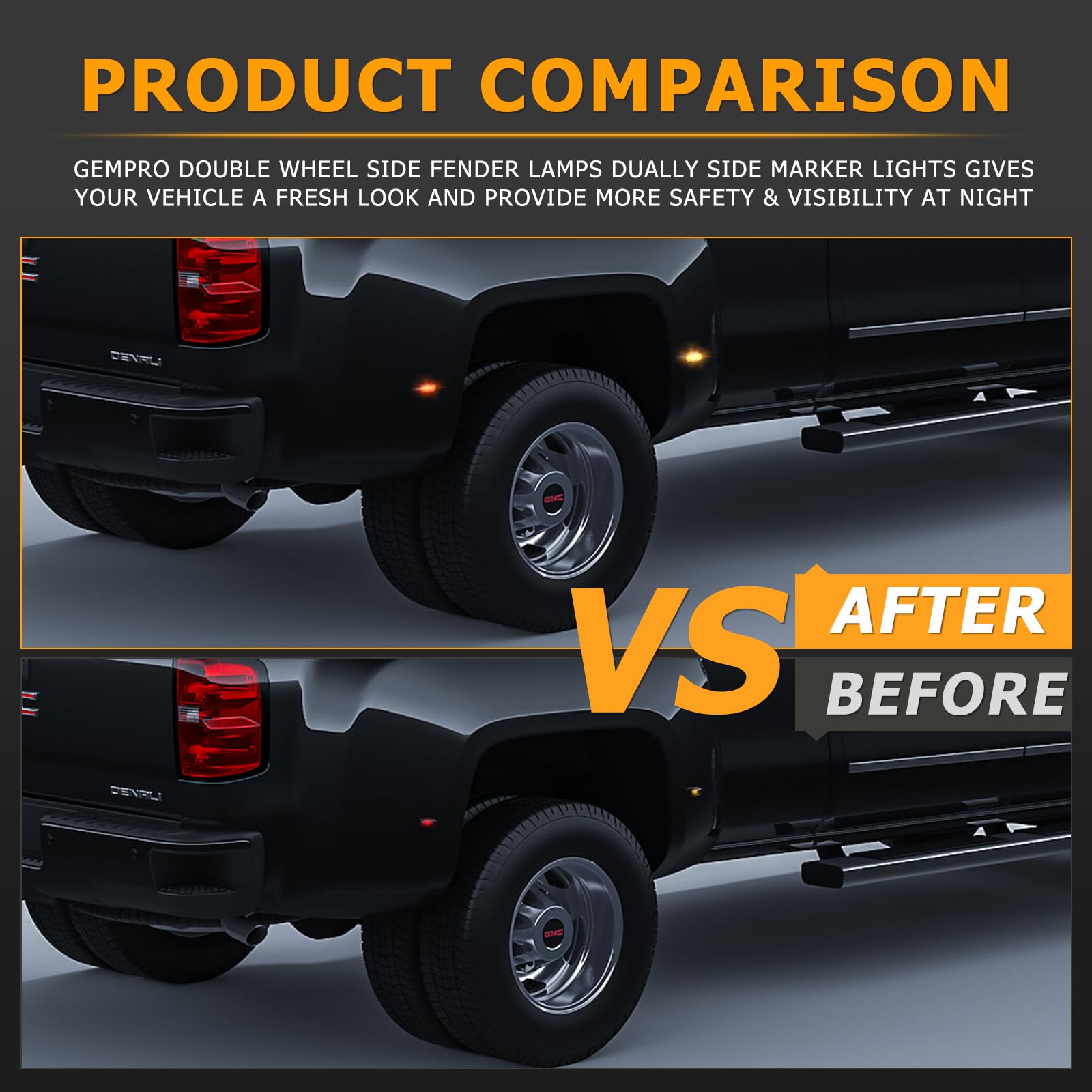 Gempro four-pack rear fender markers come with 12-month warranty