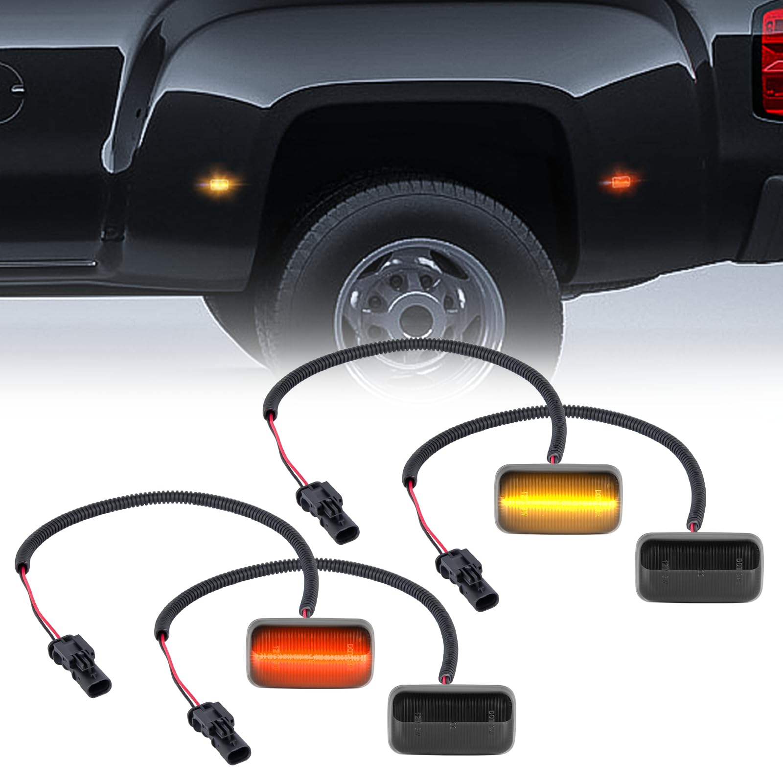 Gempro LED dually fender side marker with smoked lens for Silverado enhances rear visibility