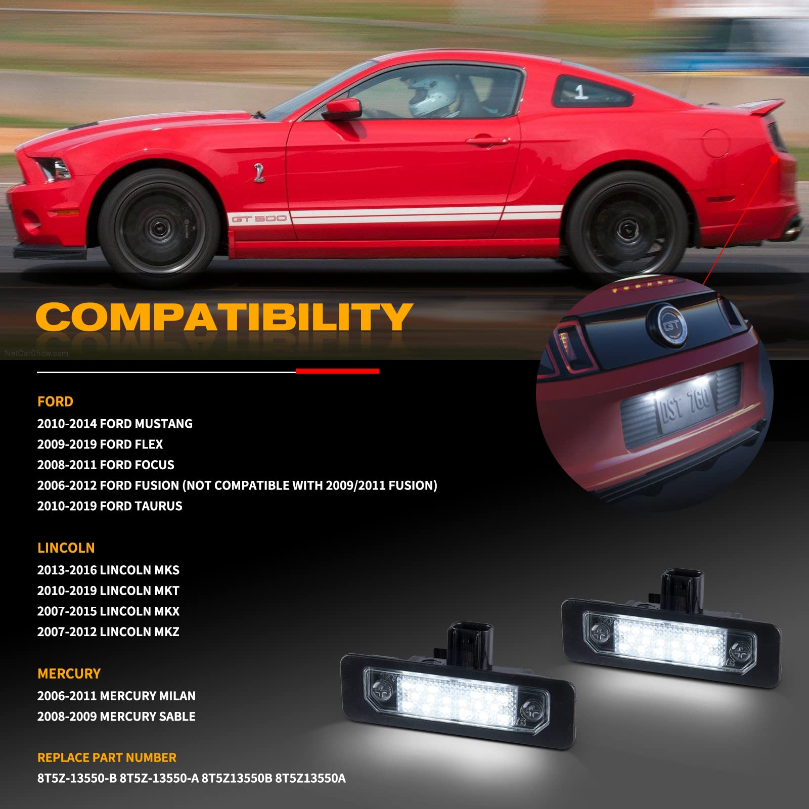 Gempro LED license plate light for Mercury Milan rear withstands rain and dust.