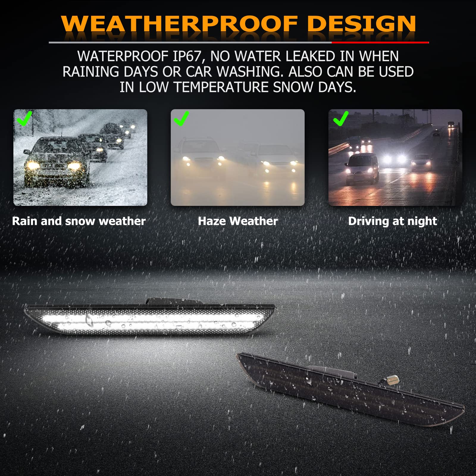 Gempro rear marker lamps fit OEM mounting, no wiring required