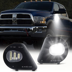 GemPro LED side mirror puddle light illuminates the Dodge Ram 1500 area at night