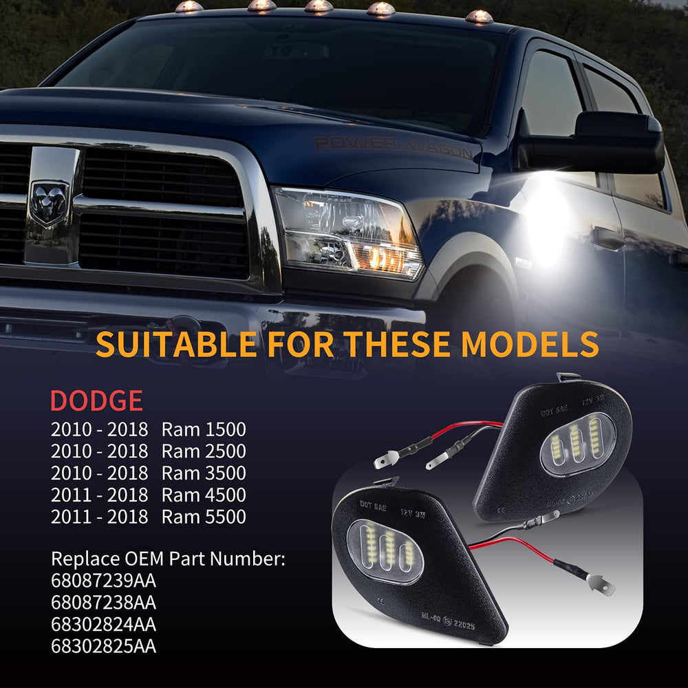 GemPro side mirror puddle light direct replacement for Ram mirrors