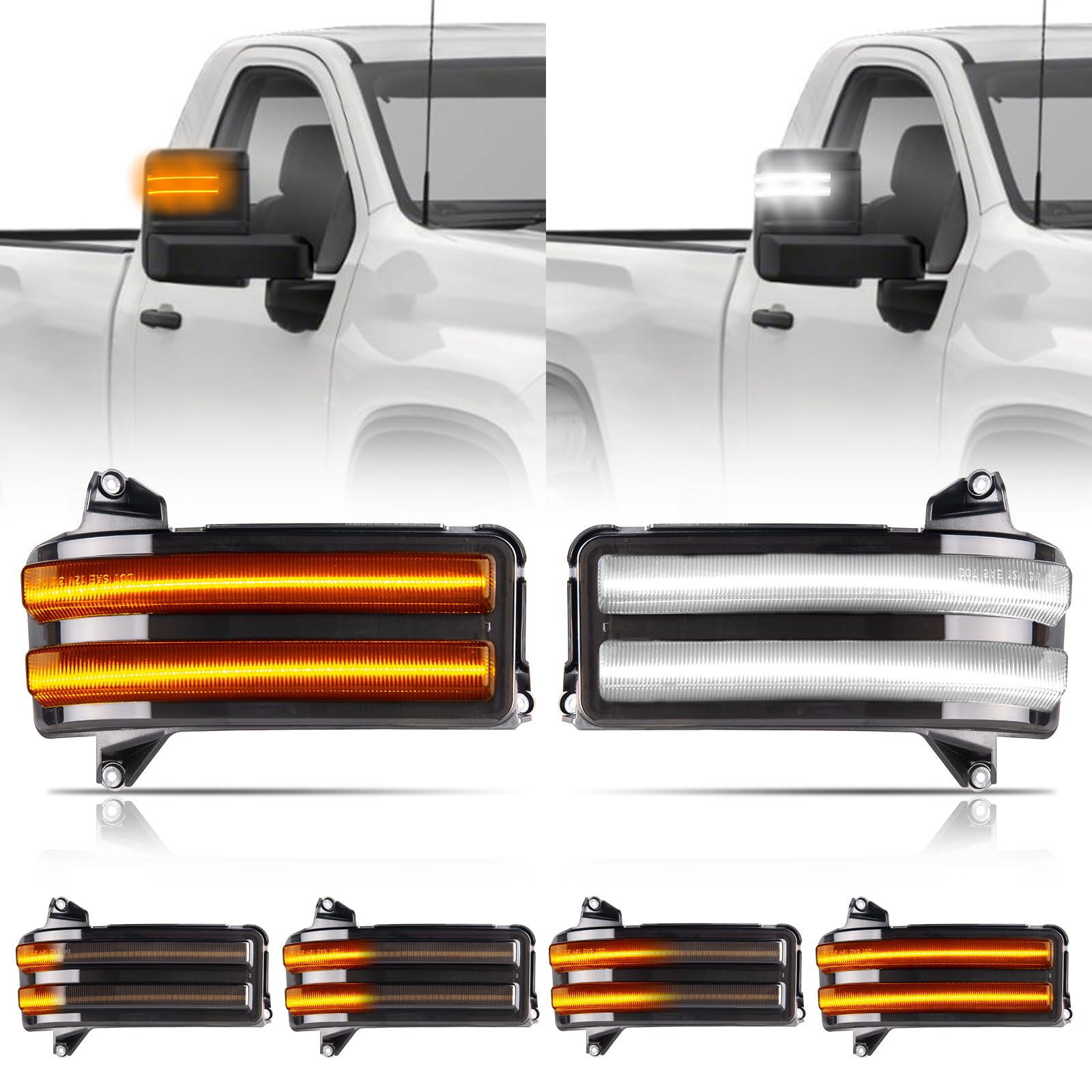 GemPro LED side mirror turn signal amber sequential for Silverado and Sierra, enhancing visibility