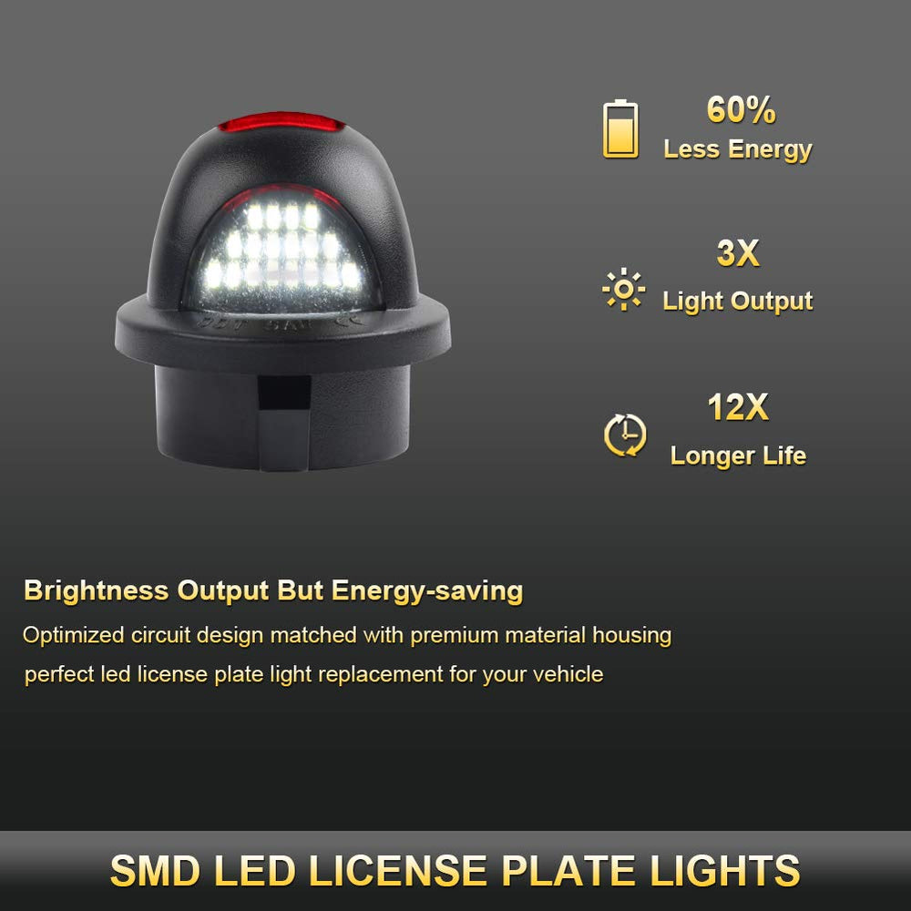 Gempro LED license plate light installed on a Ford F-250 rear view for brighter plate illumination.