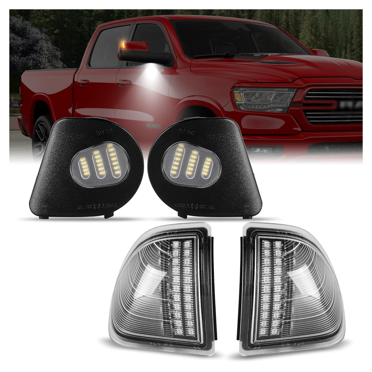 GemPro side mirror turn signal lights for Dodge Ram improve visibility on the road