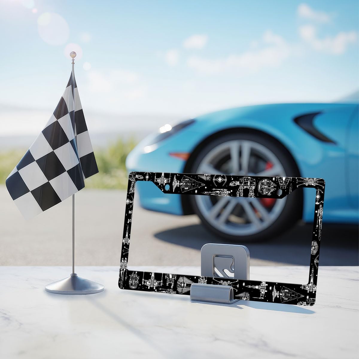 GENANY Galaxy license frame durable-material withstands weather and fading.