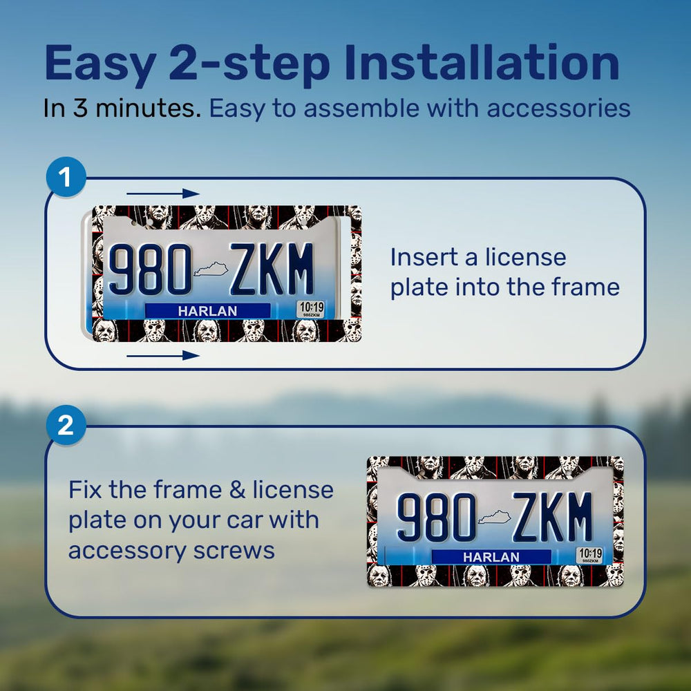 GENANY horror license frame installs quickly with two screws.
