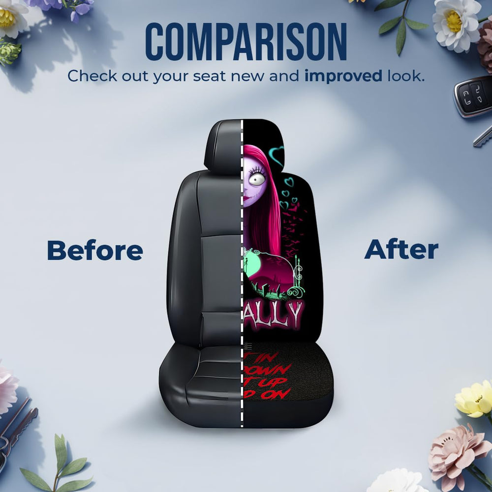 GENANY Nightmare Couple seat cover machine-washable for easy cleaning.