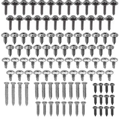 Generic 111-piece screw kit contents laid out for interior and exterior trim tasks.