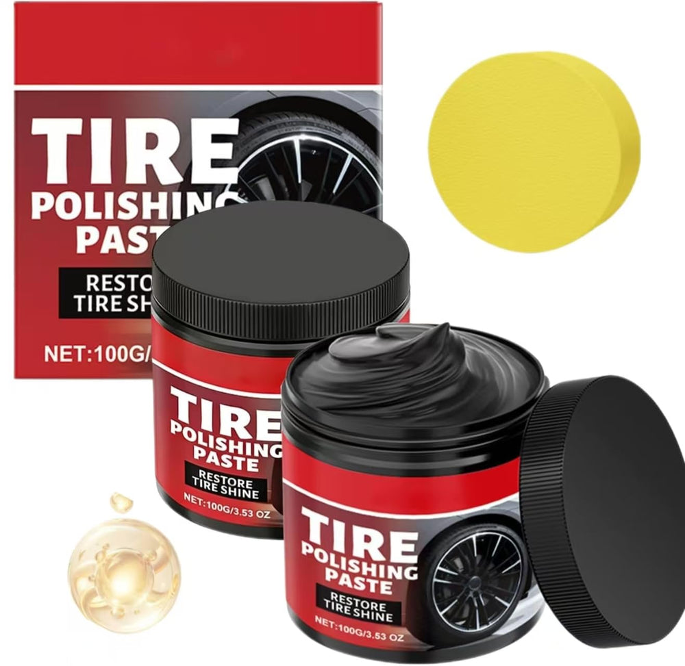 Generic 2PC tire polishing paste with sponge for quick shine on all tires.