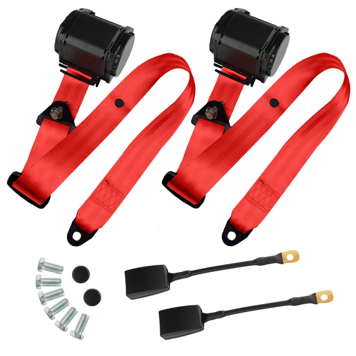 Generic 2-pack universal 3-point retractable belt for go-karts enhances safety