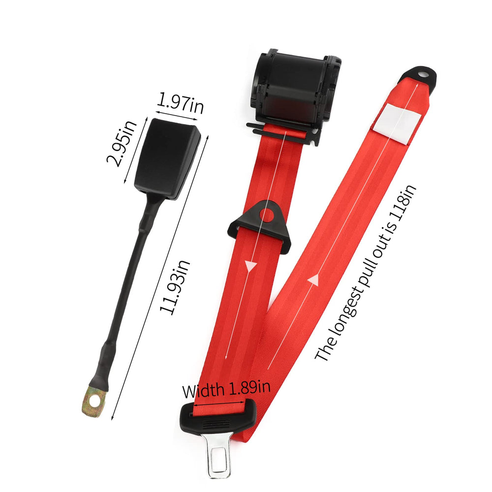 Generic 2-pack universal 3-point retractable belt for SUVs provides quick secure fit