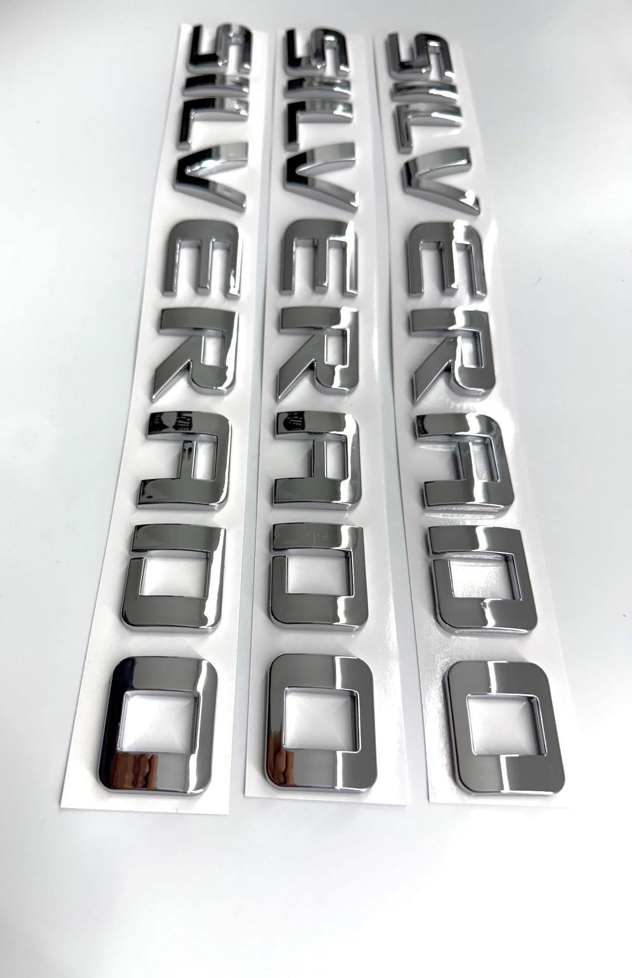 Generic 3PCS Badge Emblems chrome silver front view for Silverado styling